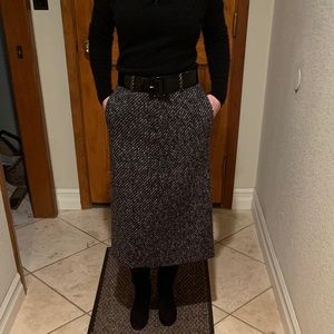 Theory midi length black and white tweed skirt